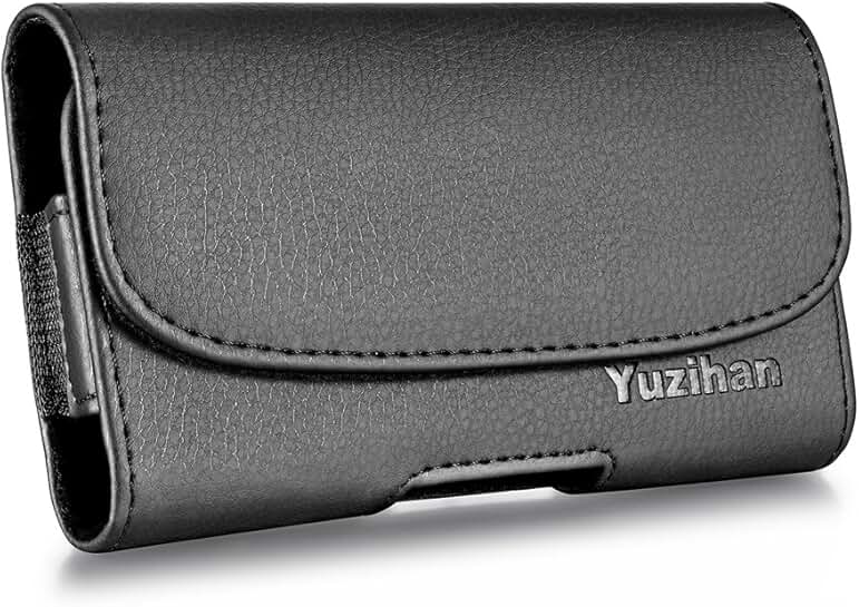 Leather belt holster for iPhone with slim case