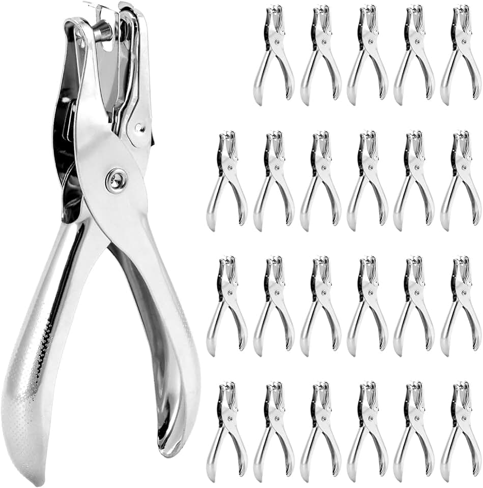 24 Pack 1/4 Inch Single Hole Punchers for Paper and Metal