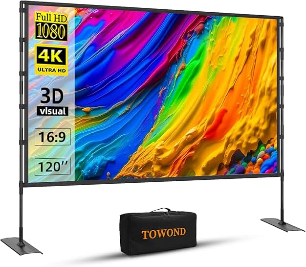 120-inch Portable Indoor/Outdoor Projector Screen with Stand