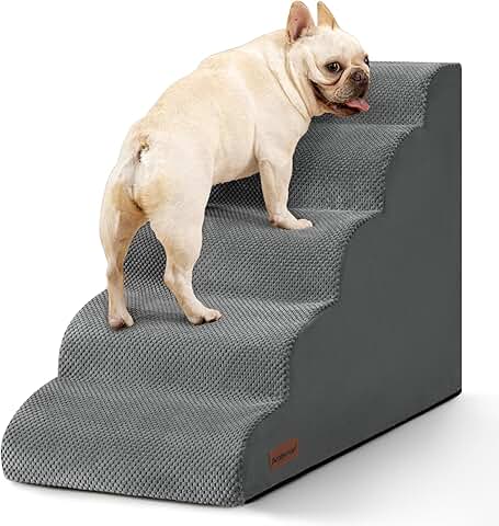 Dog stairs for high beds, 5-step pet ramp