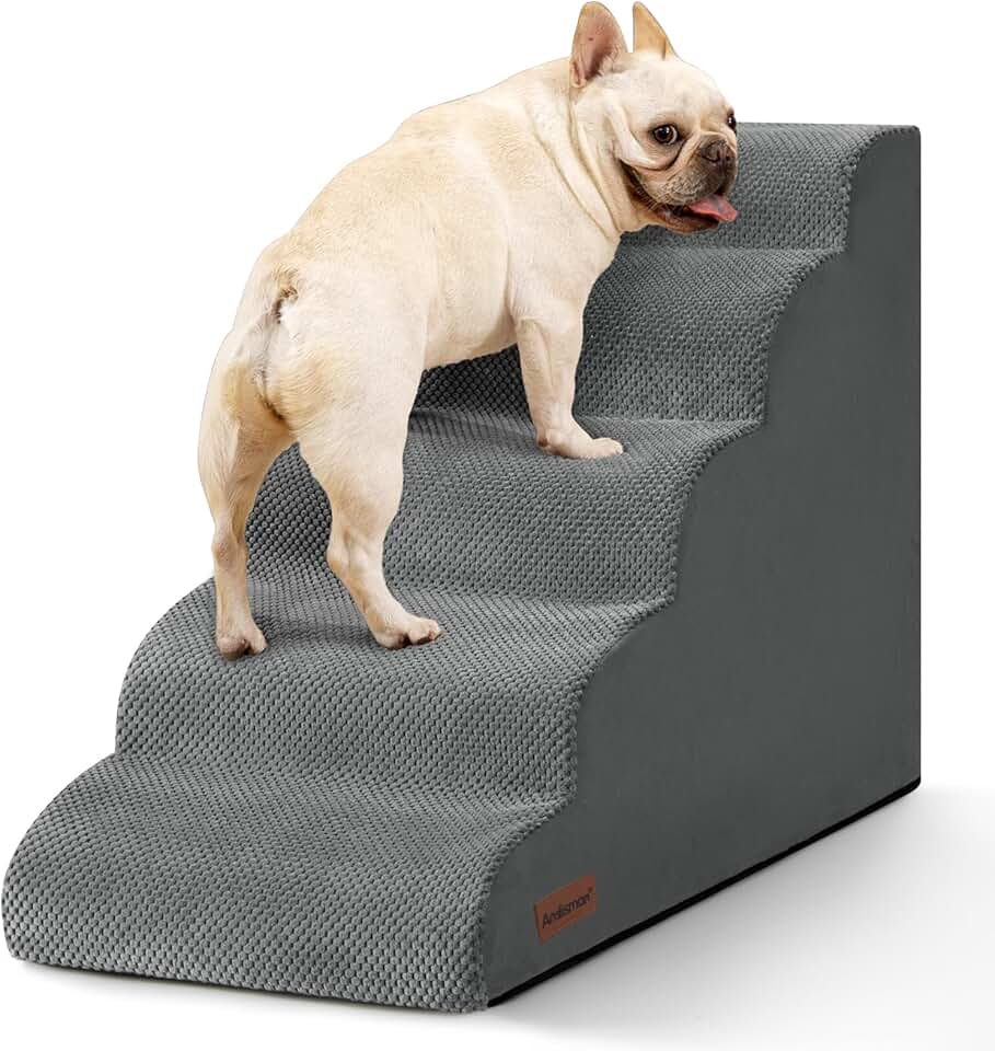 Dog stairs for high beds, 5-step pet ramp