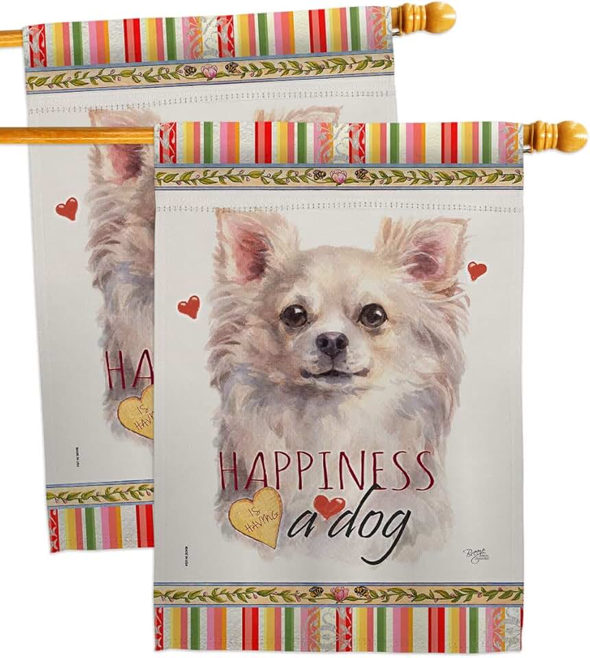 White Chihuahua House Flag Set for Garden or Yard