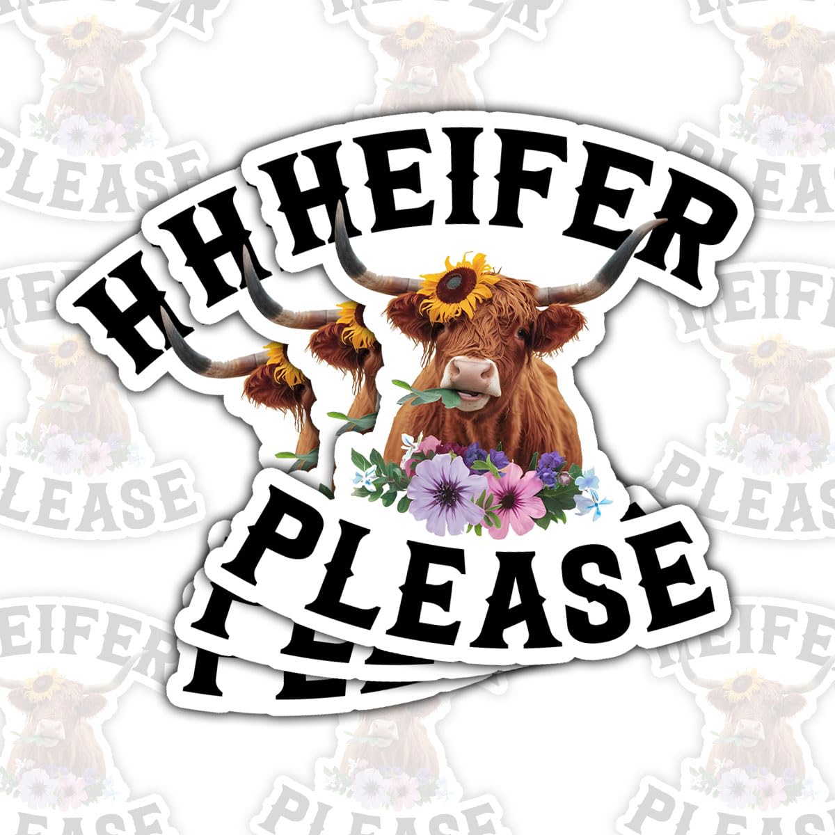 Three Highland Cow Stickers for Laptops and Water Bottles