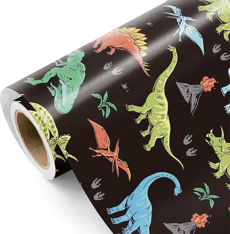 Dinosaur Wrapping Paper Mini Roll for Kids and Baby Shower