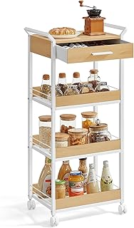 4-Tier Rolling Storage Cart with Handles and Lockable Casters