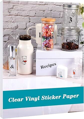 Transparent printable vinyl sticker paper, 20 sheets