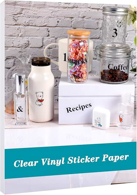 Transparent printable vinyl sticker paper, 20 sheets