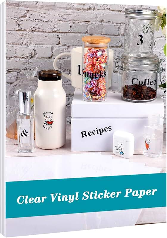 Transparent printable vinyl sticker paper, 20 sheets