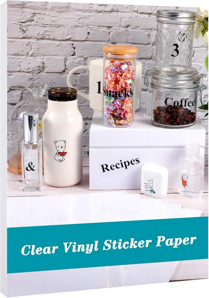 Transparent printable vinyl sticker paper, 20 sheets