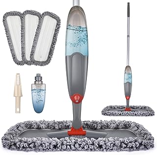 Microfiber Spray Floor Mop with 3 Pads and 635ml Bottle