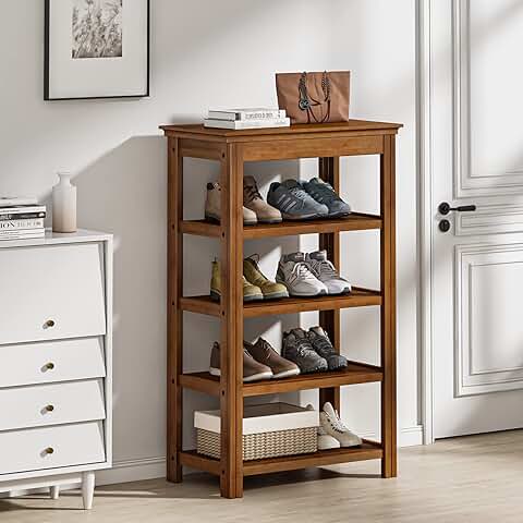 Bamboo Shoe Rack for Entryway and Closet