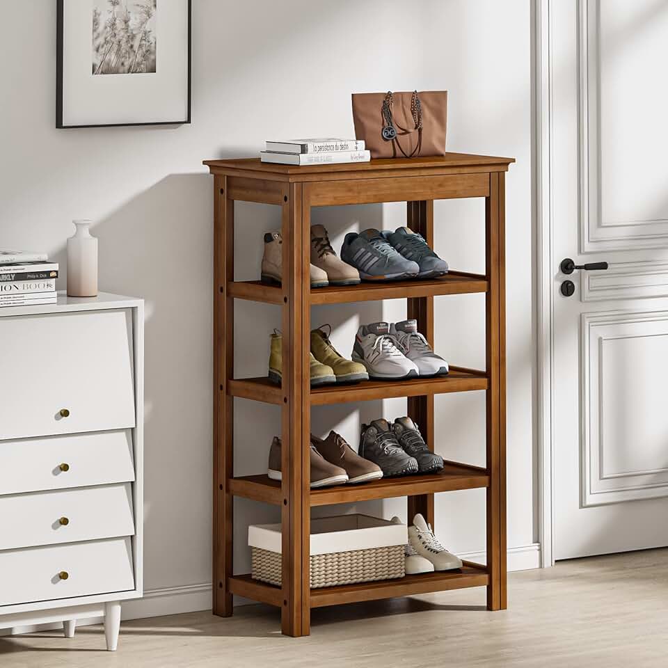 Bamboo Shoe Rack for Entryway and Closet