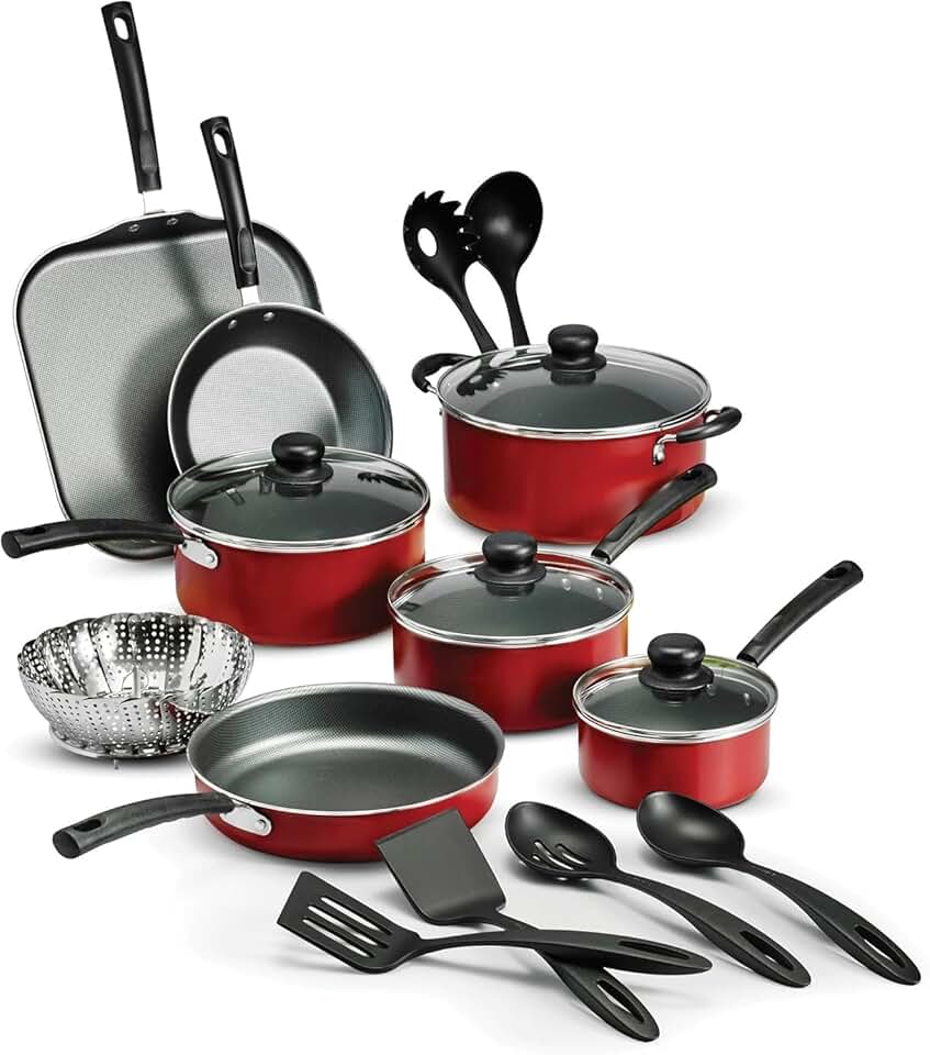18-Piece Non-Stick Cookware Set with Pots, Pans, and Utensils