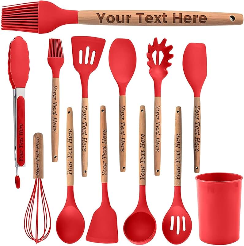 Custom 12-Piece Silicone Cookware Set in Red