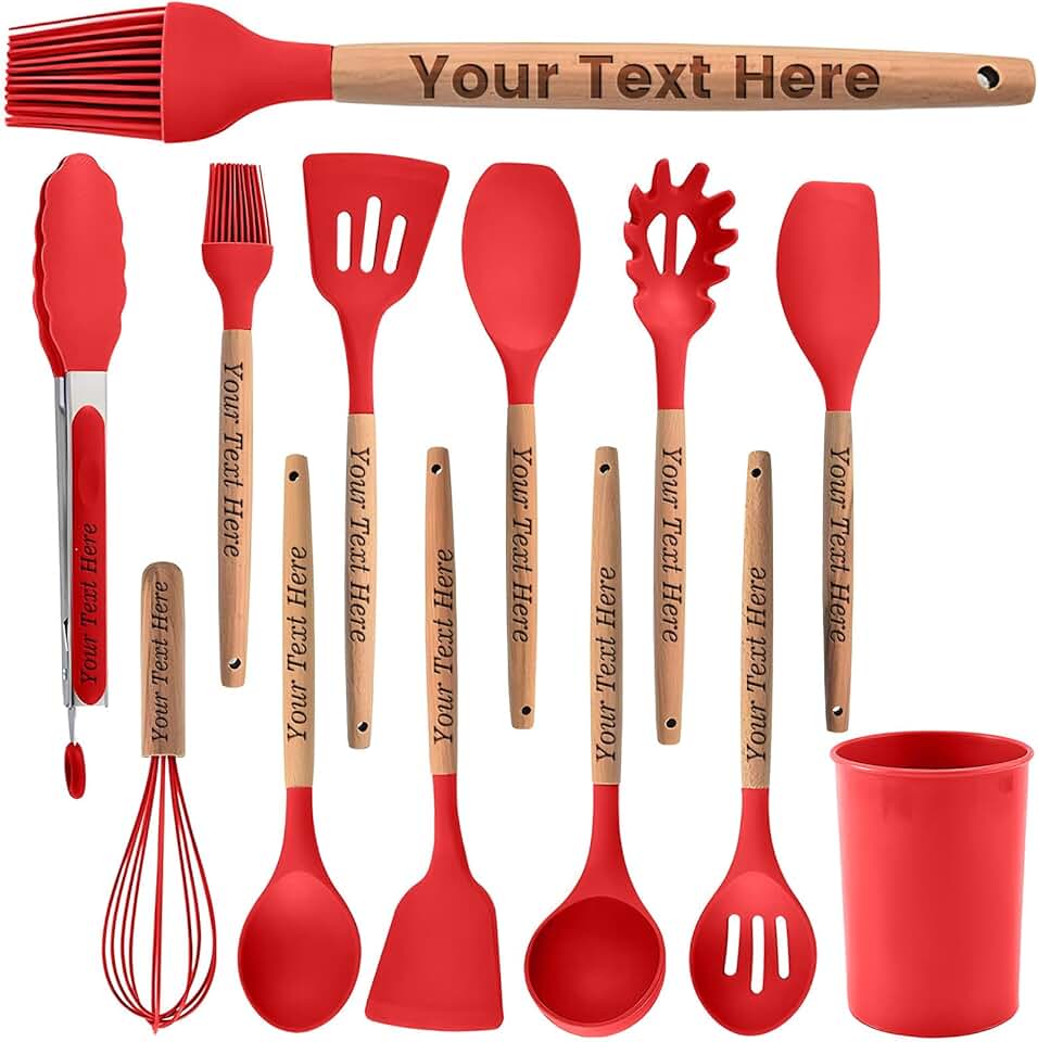 Custom 12-Piece Silicone Cookware Set in Red
