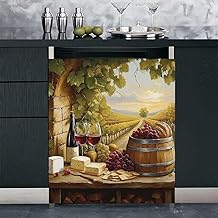 Vintage Wine and Cheese Magnet Cover for Dishwasher