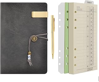 Leather A6 Refillable Ring Binder Notebook with Lined Paper