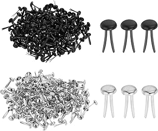 Mini Brass Paper Fasteners, 1000 pcs, Silver/Black