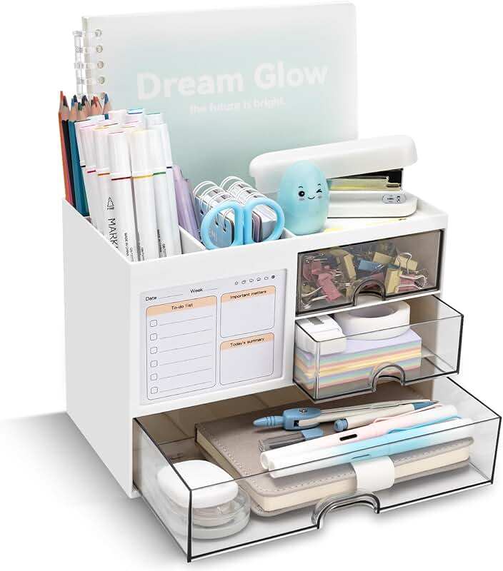 Multi-Functional Desk Organizer with 3 Drawers and 8 Compartments