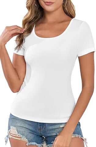 Women's Short Sleeve Ribbed Crew Neck Top
