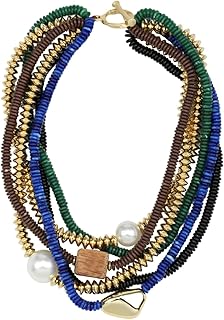 Multi-Strand Boho Necklace with Beads, Pearls, and Wood
