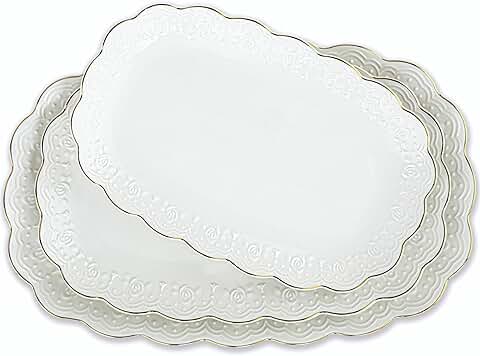 Oval Ceramic Serving Trays Set for Parties and Weddings