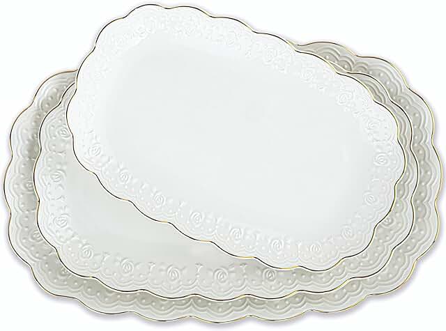 Oval Ceramic Serving Trays Set for Parties and Weddings