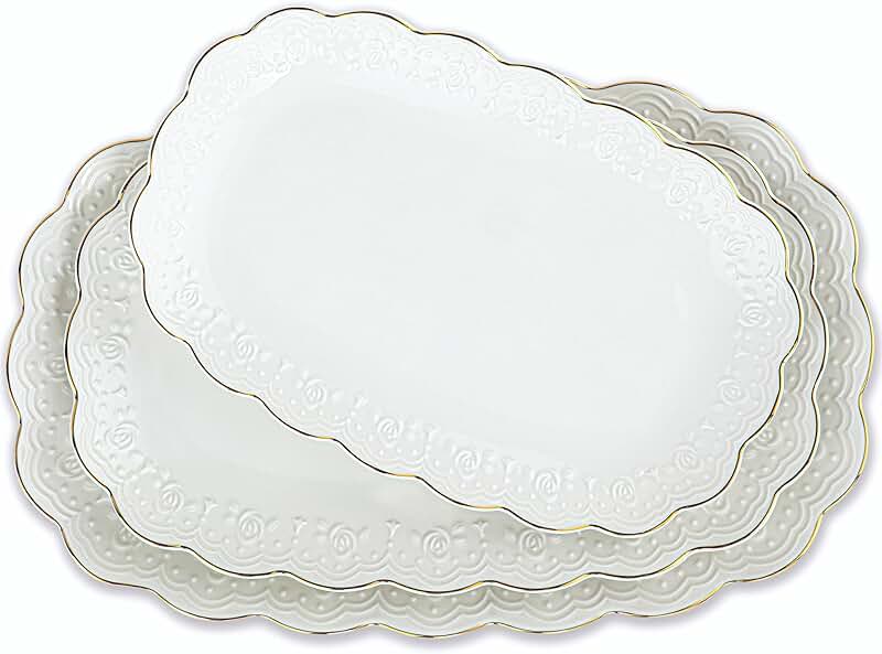 Oval Ceramic Serving Trays Set for Parties and Weddings