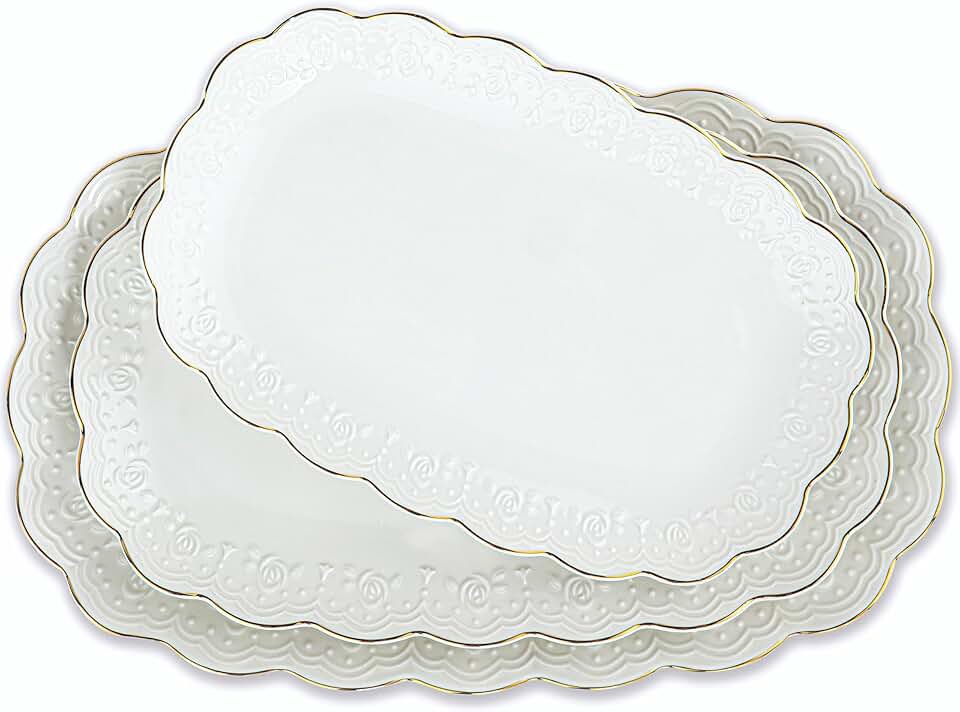 Oval Ceramic Serving Trays Set for Parties and Weddings