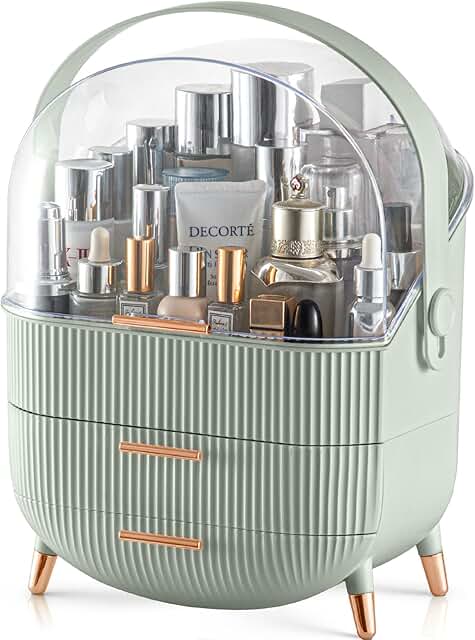 Sage Green Makeup and Skincare Organizer with Drawers