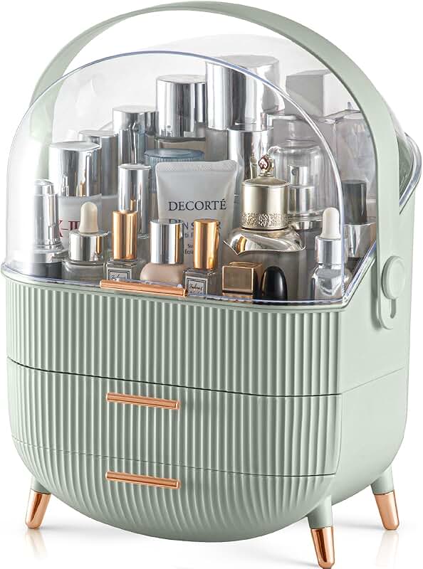 Sage Green Makeup and Skincare Organizer with Drawers