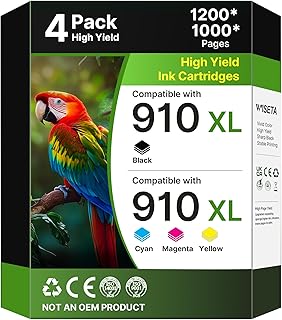 4-Pack Black Cyan Magenta Yellow Ink Cartridges for HP Printers