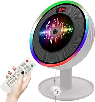 Portable wall-mounted CD player with Bluetooth, LED, USB, and remote