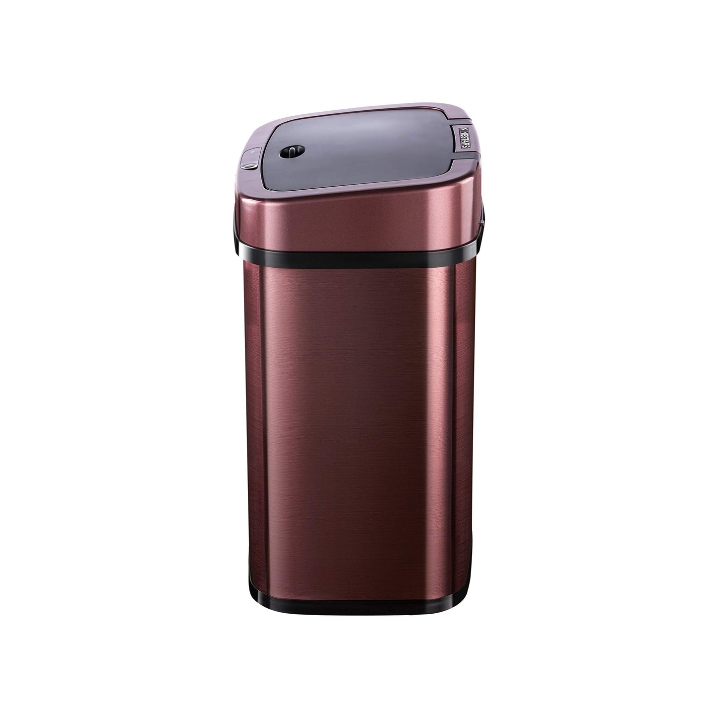 Bedroom or Bathroom Automatic Touchless Infrared Motion Sensor Trash Can, 3 12L, Stainless Steel Base Rectangular, Burgundy/Black Lid)