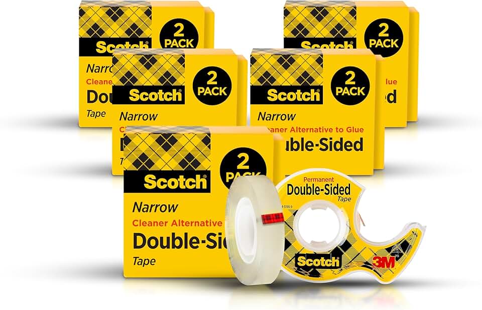 Clear double-sided tape, 1/2 inch x 500 inches, 10 rolls
