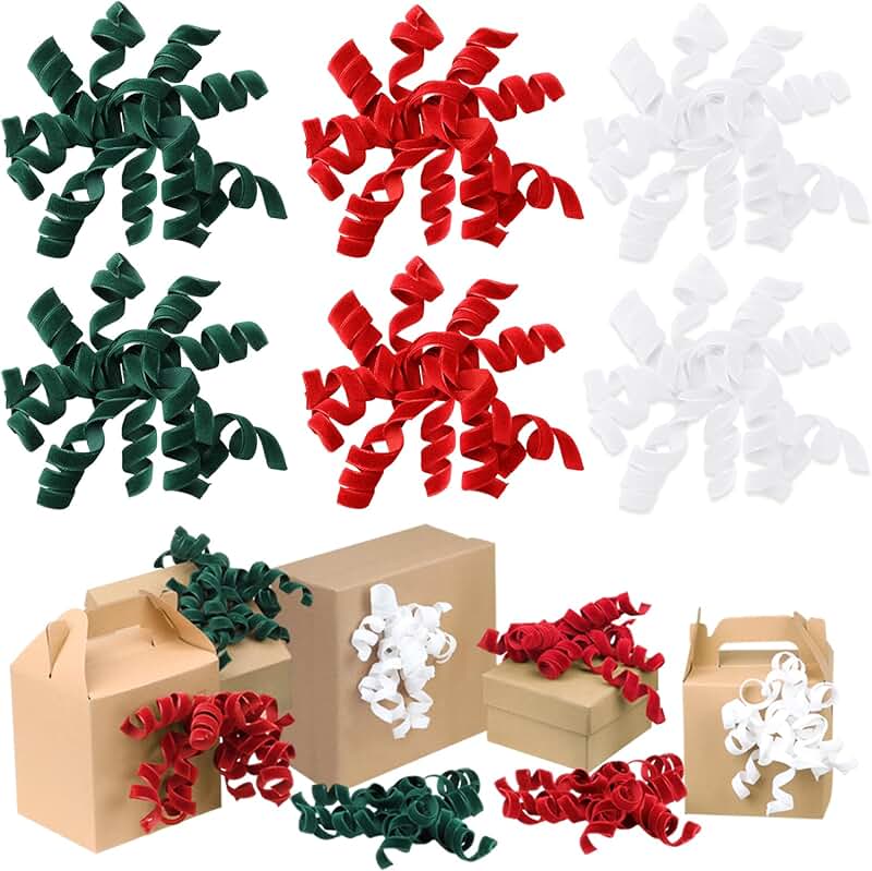 Set of 12 Velvet Curly Bows for Gift Wrapping