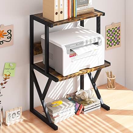 Wooden 3-Tier Desktop Printer Stand for Home Office