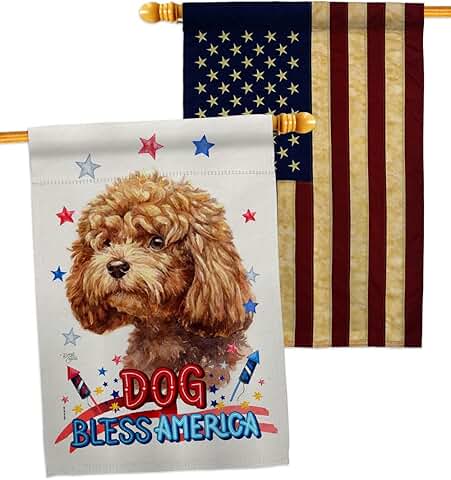 Patriotic Poodle House Flag Pack for Pets and Garden