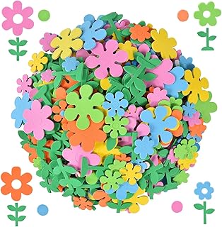 1080 Colorful Foam Flower and Leaf Stickers for Crafts