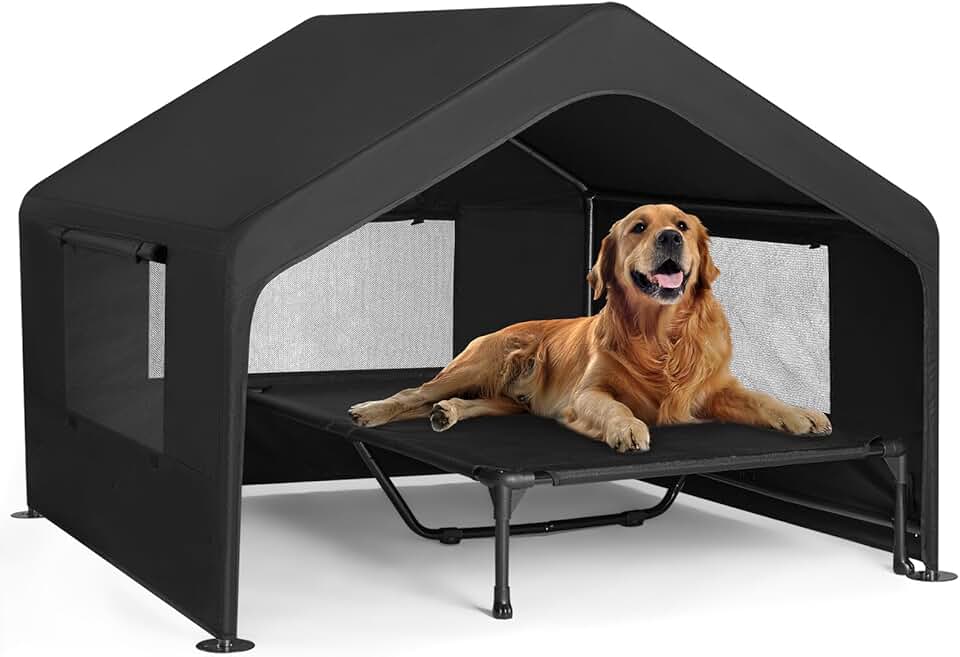 Large Outdoor Dog House with Elevated Bed