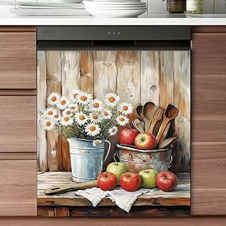 Pastoral Daisy Dishwasher Magnet Cover for Kitchen Decor