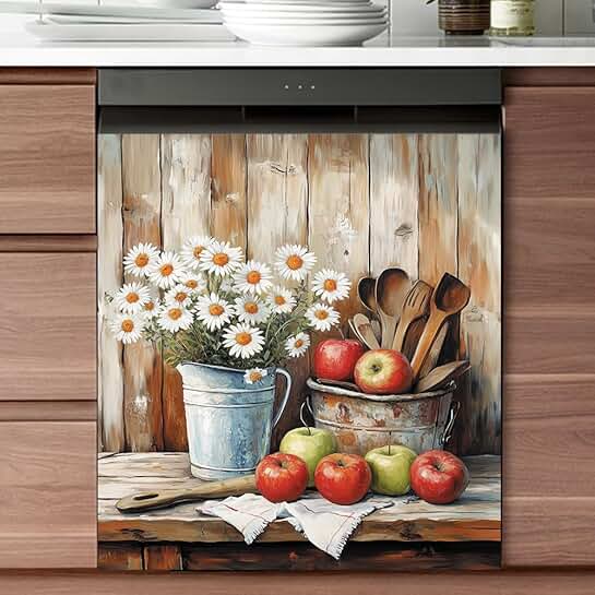 Pastoral Daisy Dishwasher Magnet Cover for Kitchen Decor