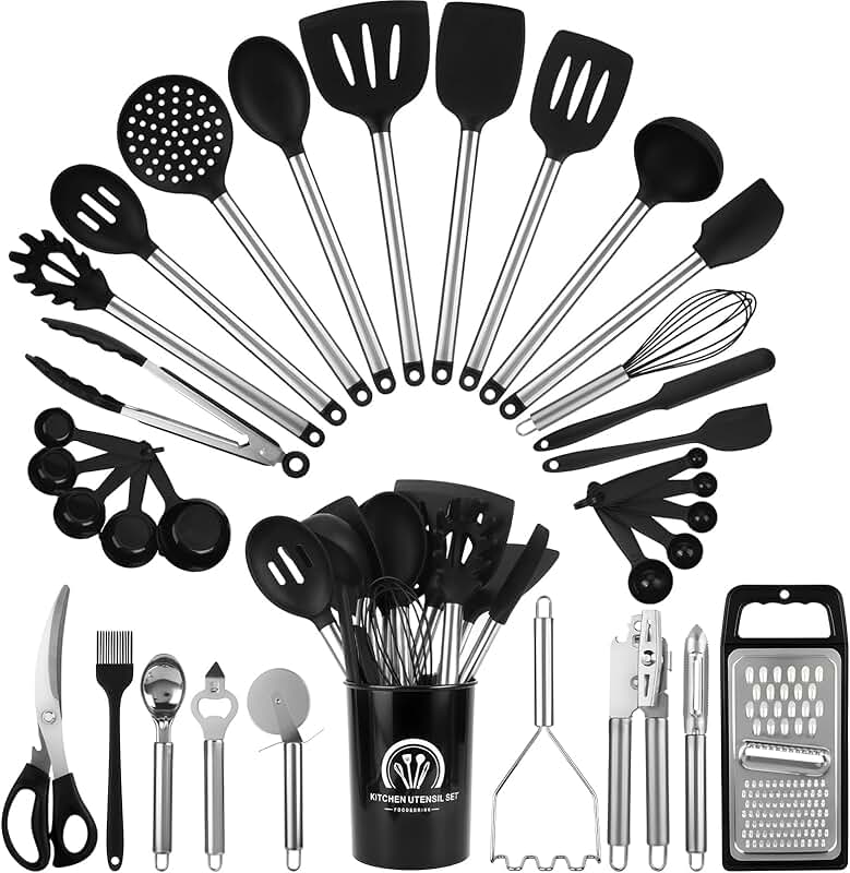 4-Piece Stainless Steel Kitchen Utensil Set with Wooden Handles