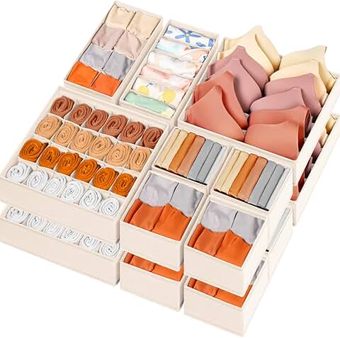 16-Pack Fabric Drawer Organizers for Baby Clothes and Accessories