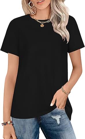 Casual Loose Fit Short Sleeve Crewneck T-Shirt for Women