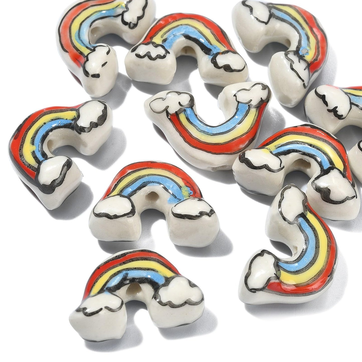 Rainbow Porcelain Beads for Jewelry Making and DIY Crafts
