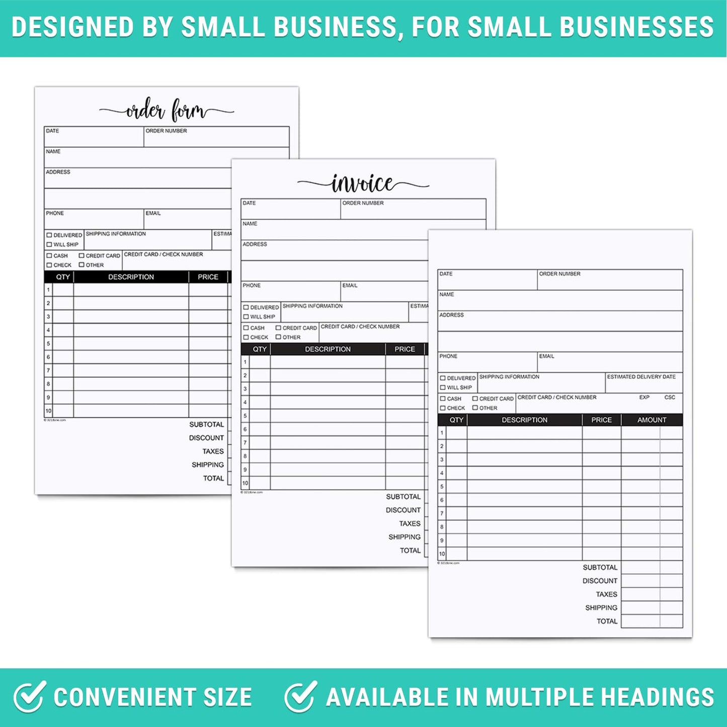 Small 2-Part Invoice Pad, 5.5x8.5, 50 Sets
