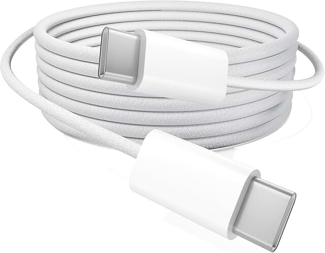 60W Fast USB C to C Charging Cable, 6ft Nylon