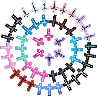 Bulk Cross Silicone Beads, 51 Pieces, 17 Colors for Jewelry Making