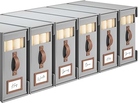 Six Gray Bed Sheet Storage Boxes with Handles